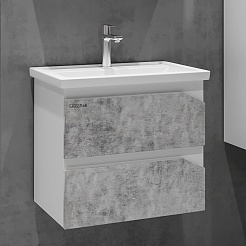 Grossman Мебель для ванной Инлайн 60 подвесная белая/бетон – фотография-6